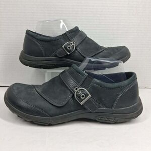 Merrell Womens J69078 Black Leather Buckle Strap Slip On Shoes Size 9